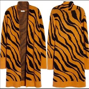 LEITH Cozy Tan Dale Zebra Long Cardigan